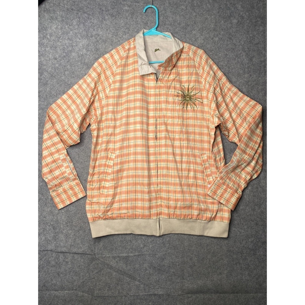 A. Tiziano Reversible Full Zip Rabbit Bomber Jacket Large Plaid Golfer Preppy
